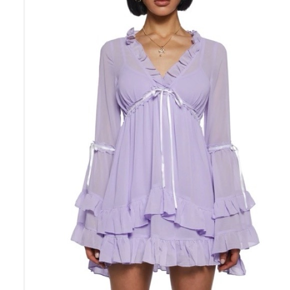 dolls kill sugar thrillz real divinity mini dress light purple - Picture 3 of 15